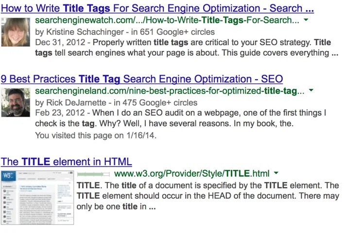 Title Tag Search Engine Usage